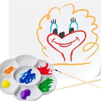 China Eco-friendly Material High Quality Flower Shape Art Supplies Colorful Plastic Paint Palette Tray Watercolor Acrylic Paint Tray for sale