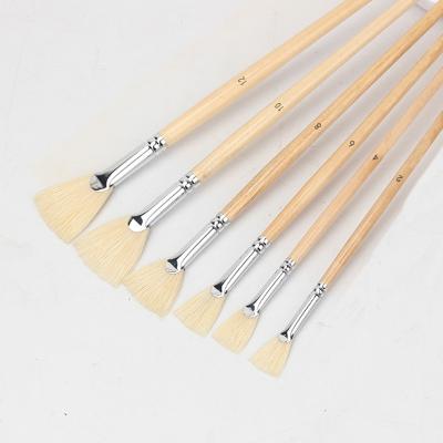 China 6PCS Bristle Paingting Drawing Painting Brush Wooden School Reading Brush Propeller Shaped Handle for sale