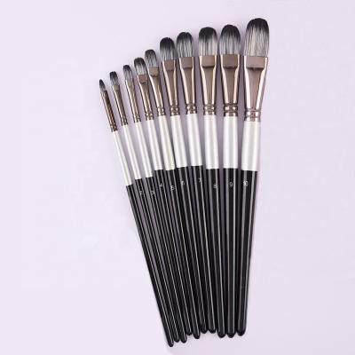 China Wooden Artist Painting Drawing Painting Brush 10pcs/Set High Quality Black Color Handle Set Watetcolor Oil Painting for sale