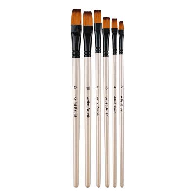 China Watetcolor Painting School 6PCS Paint Brushes Wooden Handle Oil Painting Brush for sale