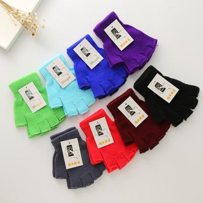 China Warm Selling Magic Gloves Comfortable Half-finger Winter Warmth Gloves Solid Color Men and Women Knitted Gloves for sale