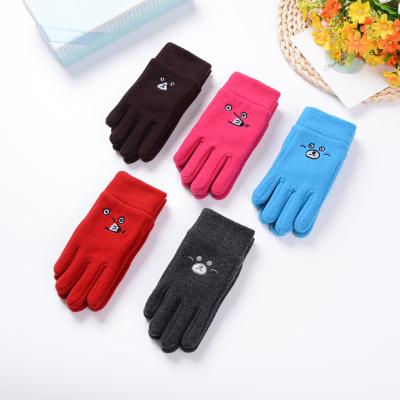 China New Jacquard Design Children's Fleece Cartoon Gloves Fashion Winter Warm Full Finger Student's Gloves for sale