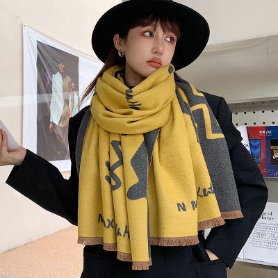 China 2021 Warm Soft Cotton Party Scarf Adult Women's Soft Smooth Feeling Winter Shawl Thick Dual-Use Scarf for sale