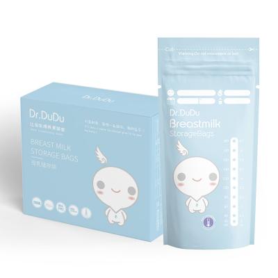 China BPA Free Dr.DuDu New Improved 200ml 30 Pieces Per Box Breast Milk Storage Bags With Thermal Sensor On Sale for sale