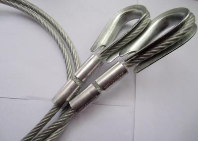 China Galvanzied Cable Wire Rope Sling 9.5mm wtih Double Stamped Sleeve and Thimble Eye for sale