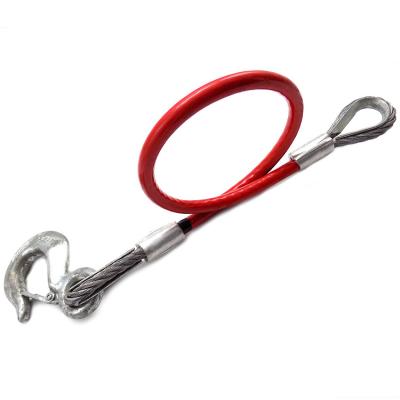 China 11mm Red PU Coated Trailer Breakaway Towing Cable With Heavy Duty Snap Hook for sale