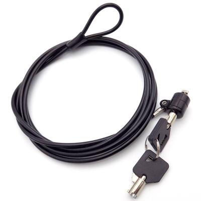 China Retractable Adjustable Small Cable Lock PVC With Double Keys , Black Color for sale