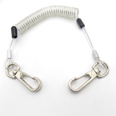 China Safety Tool Lanyards Transparent PU Coated Spring Safety Retractable Tool Lanyard With Belt for sale