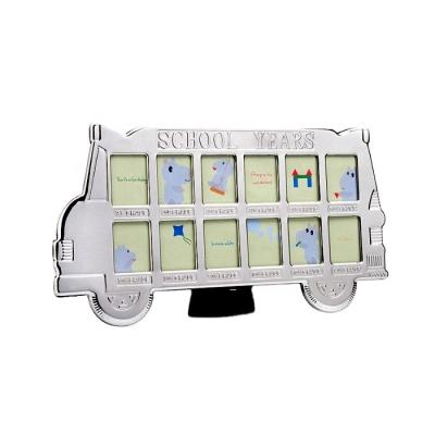 China School Bus 4x5cm Luxury Newborn Baby Birthday Gifts Metal Stamp Photo Frame Grade Souvenirs School Bus Gifts 1st-12th for sale