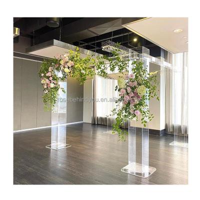 China Wedding Party Decoration High Quality Wedding Chuppah Transparent Clear Acrylic Arch Stand Wedding India Canopy Mandap Wedding Chuppah for sale