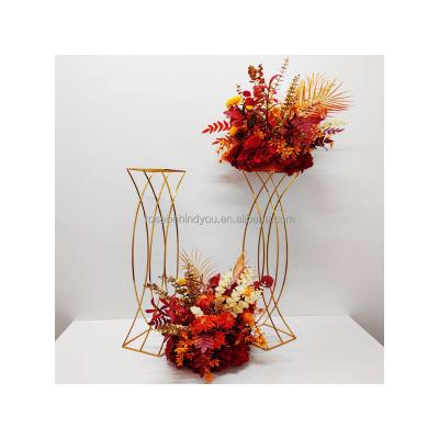 China Wedding Party Decoration Wedding decoration gold flower stand metal table centerpiece for sale