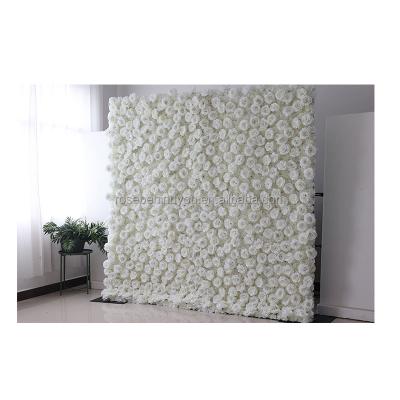 China Wedding Party Decoration Wedding flower wall panel backdrop salon decor white flower wall 3d rose flower backdrop for sale