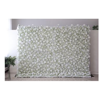 China Wedding Party Decoration 3d.5d luxury flower wall 8ft x 10ft white flower wall backdrop decoration flowers artificial backdrop wedding for sale