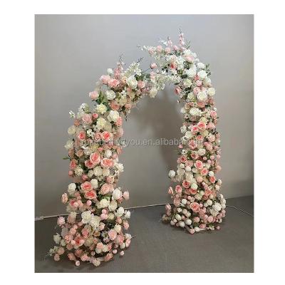 China Wedding Party Decoration Latest Design White And Pink Flower Arch For Wedding Decoration for sale