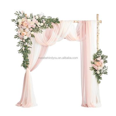 China Wedding Party Decoration Wedding Stage Flower Arrangement Set Triangle Arch Flower Row Artificial Flower Wedding Hanging Arch for sale