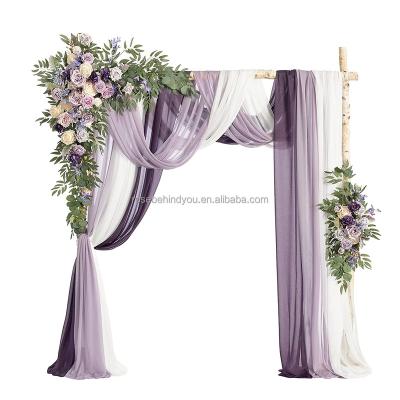 China Wedding Party Decoration Wholesale Price 5D Wedding Flower Arch Flower Curtain Purple and White Flower Backdrop Sets for sale