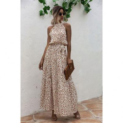 China FORLADIES New Arrival Halter Backless Dot Print High Waist Elegant Evening Dresses Anti-Static Prom Dresses for sale