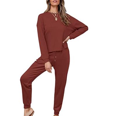 China FORLADIES Autumn And Winter 2021 Latest Design QUICK DRY Ladies Home Wear Long Sleeved Two Piece Set Pants Women Clothing for sale