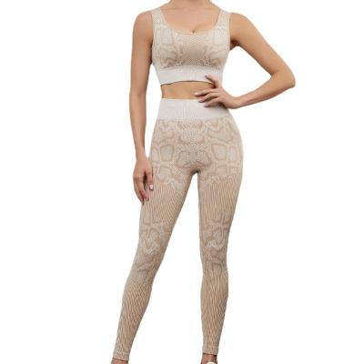 China Wholesale Women Breathable Snake Printed Quick Dry Tight Bra High Waist Yoga Pants Sweat Suits for sale