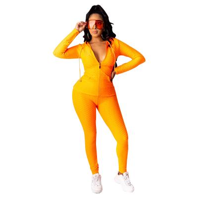 China Factory sale pineapple hoodie cardigan anti-pilling two-piece set sweat suits for women for sale