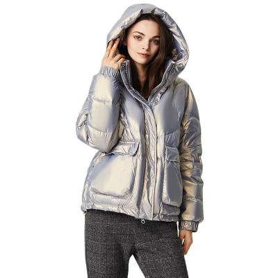 China Good Quality Comfortable Women's White Color 90% Duck Down Hooded Knitted Natural Winter Soft Down Coats From China Manufacturer Casual for sale