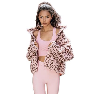 China Winter Cashmere Leopard Print Breathable Hot Selling Sports Coat For Yoga for sale