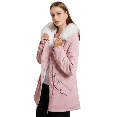 China Breathable Hooded Coat Striped Best Selling Pure Cotton Fleece Thickened Women Winter Clothes 100% Cotton Shell Cashmere Lining Casual for sale