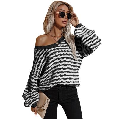 China Amazon Custom Made Large V Neckline Hot Selling Loose Sweaters Women Anti-pilling for sale