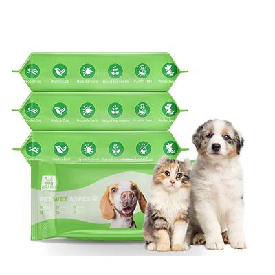 China OEM Viable Private Label Dog Ear and Cat Tear Stain Paw Eye Senstive Skin Bamboo Pet Grooming Cloth Replenishing Wet Cloths for sale