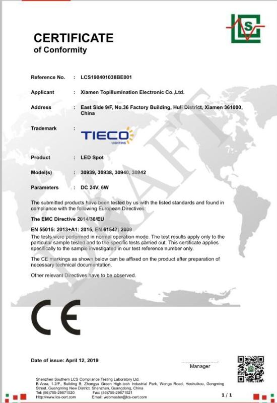 CE - Xiamen Top Illumination Electronic Co., Ltd.