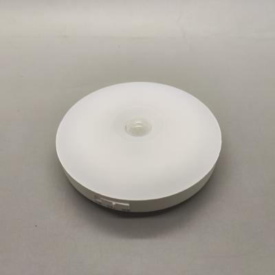 China Round Stype Light Modern Rechargeable PIR Motion Sensor Wireless USB LED Night Lights for Bedroom Stairs Cabinet Wardrobe Lighting for sale