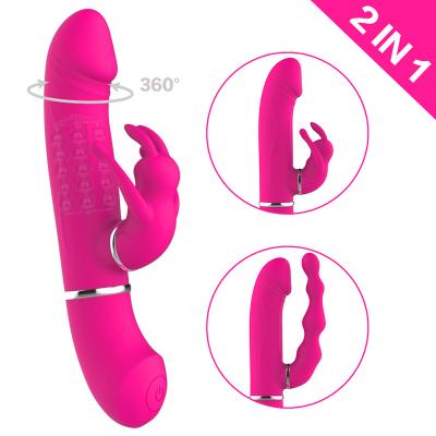 China Real Touch Feeling Amazon Best Seller 2 in 1 Rabbit Clitoris Vibrator Dildos Women Vibrator G Spot Vibration For Female for sale