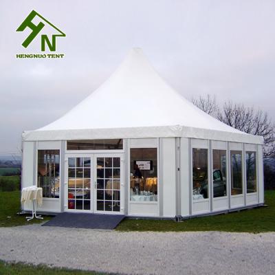 China 3x3m 4x4m 5x5m 6x6m Hot Galvanized Pagoda Tent High Peak Gazebo Tent For Party With Glass Wall for sale