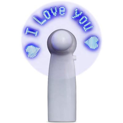 China Portable handheld mini with led logo popular handheld fan with words rechargeable battery power customs lead mini fan with led logo display for sale