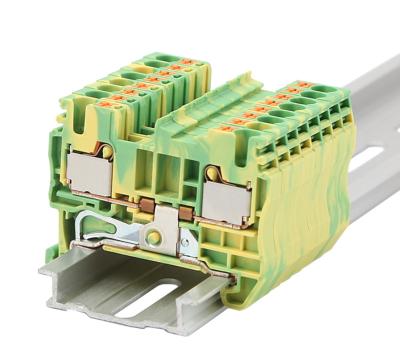 China Spring Guide Rail Lug Block Connector DP Series Ground Terminal Copper Yellow Green. DP-PE for sale