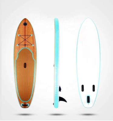 China OEM Unisex Custom Inflatable Rack Up Soft Surfboard Wind Surf Paddle Board Wood Grain Design Supports Customization for sale