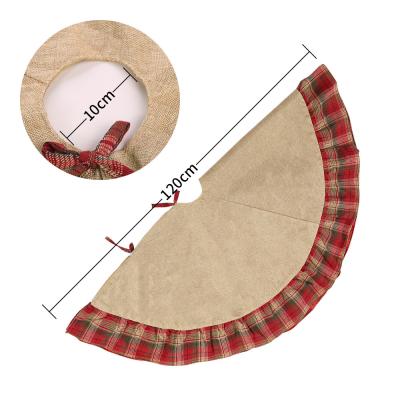 China Promotion Christmas Gift Small Christmas Tree Ornament Apron Christmas Tree Plaid Treetop Skirt Cushion for sale