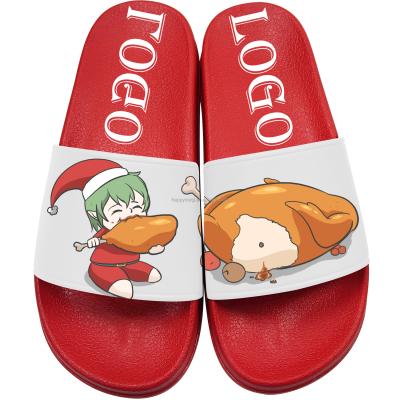 China Custom fashion trend summer fashion unisold dormitory bath and cartoon home thick bottom pattern flat slipper for sale