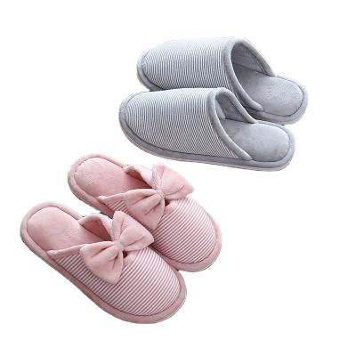 China Anti-odor Winter Men Women Warm Shoe Couples Indoor Bedroom Slipper Decorate Bows for sale