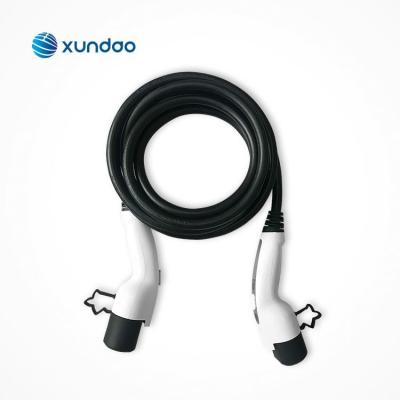 China Commercial 32A type 1 to type2 220v ev charging cable with 5 meter black cord for sale