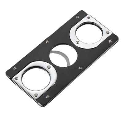 China Cigar Cutter New Design Dual Blade Design Metal Storm Cigar Cutter Cigar Scissors Plating Cigar Cutter Gigar GIF Set for sale