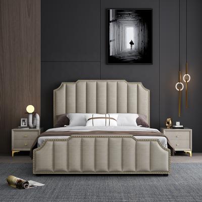 China Tufted King Size Luxury Leather Hotel Bed Room Furniture for sale