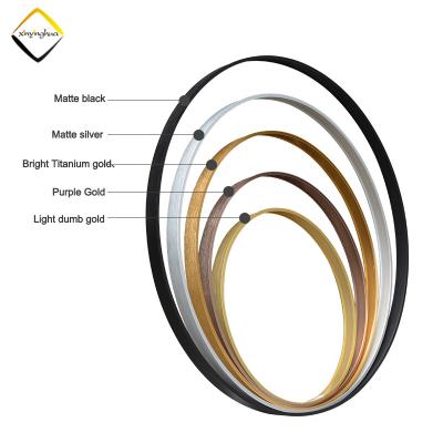 China Minimalist Home Decoration Aluminum Alloy Frame Round Black Gold Bathroom Mirror Hanging Frame For Hotel Living Room Dining Room for sale