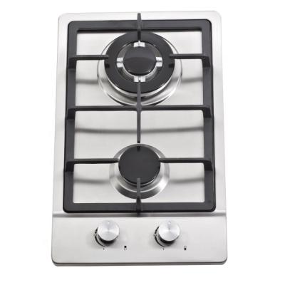 China Hotel Double Burner Built In Gas Hob Stainless Steel Cooking Appliance for sale