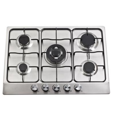 China Hotel Household Built In Gas Stove With 5 Burner Metal Knob for sale