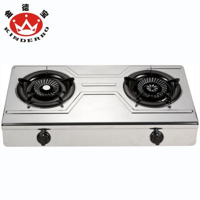 China Stainless Steel Kitchen Equipment Two Burner Gas Stove Gas Cooker Biogas Stove for sale