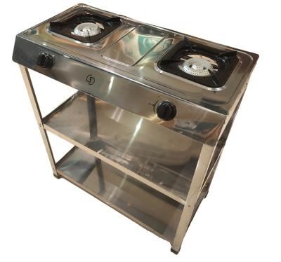 China Garage 2 Burner Gas Cooker With 2 Shelf Layers for sale