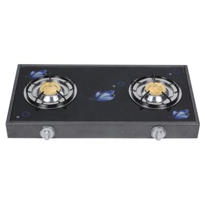 China Household 2 Burner Gas Cooker Table Top Indoor Glass Gas Cooker for sale