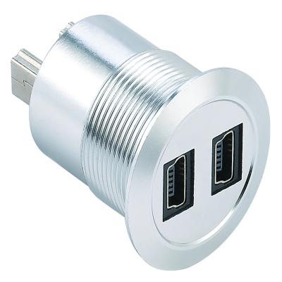 China USB Connector 22mm Mini 2 Layer USB Panel Mount Socket (Mini USB Female Change To Male) for sale