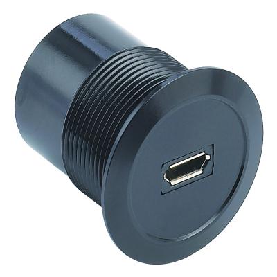 China Micro USB 2.0 Connector Metal Micro USB Female To Male Patch Panel Mounting USB Socket for sale